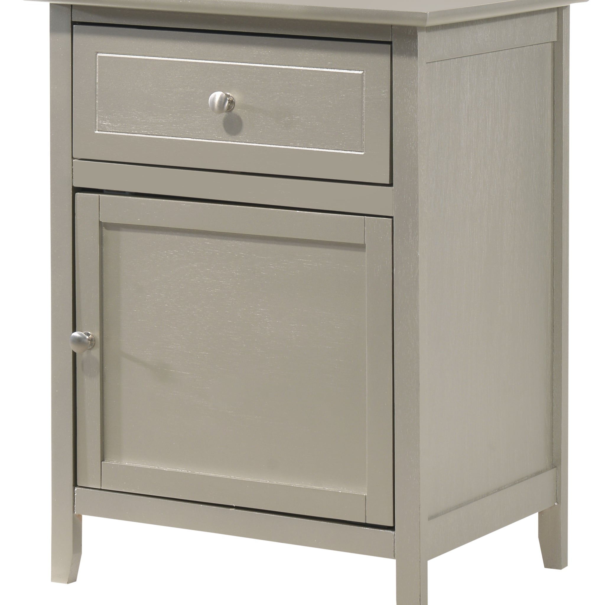 Izzy G1403 N 1 Drawer 1 Door Nightstandsilver Champagne Champagne Particle Board