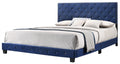 Elegant Transitional Navy Blue King Bed Navy Blue Foam Velvet