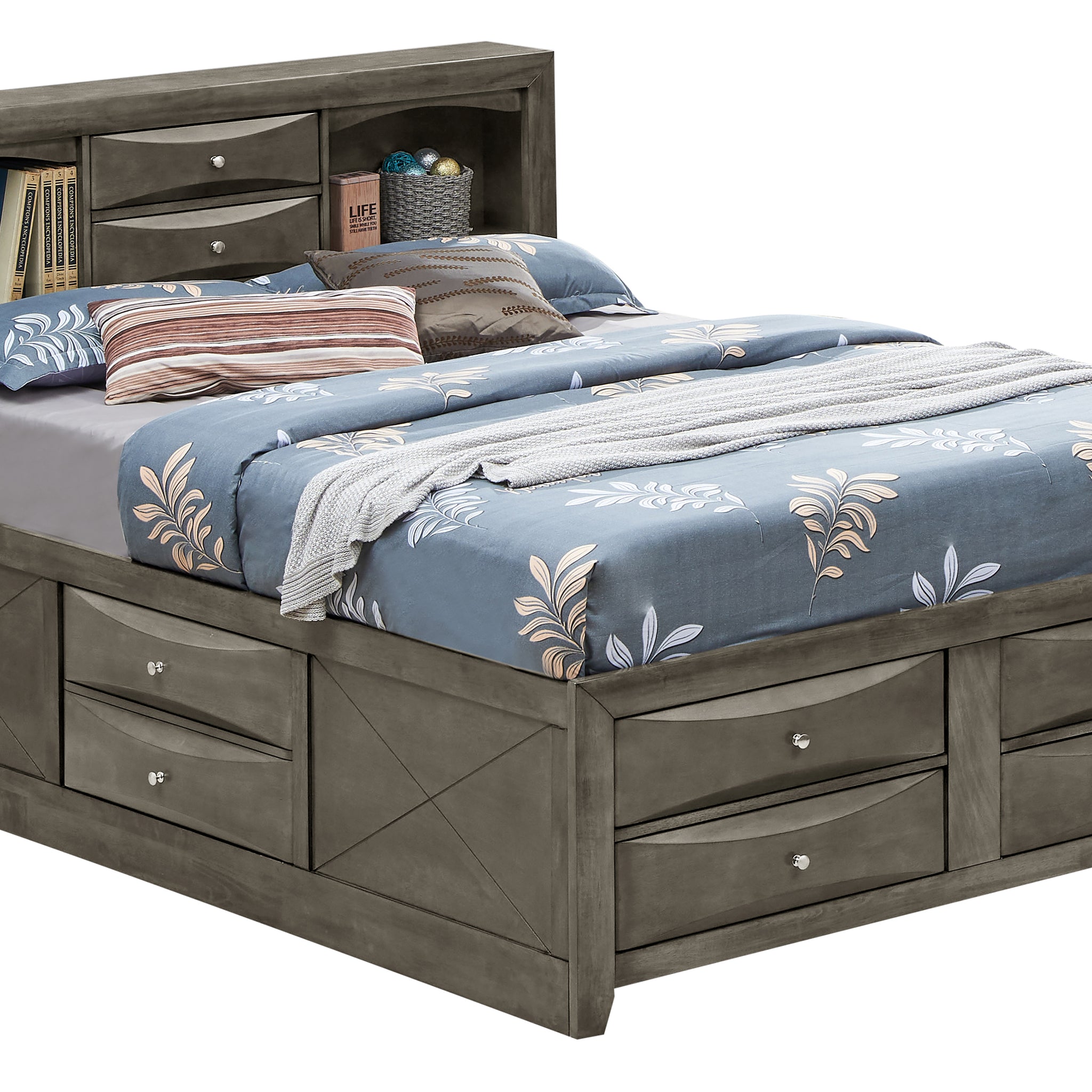 Marilla G1505G Qsb3 Queen Storage Bedgray Gray Particle Board