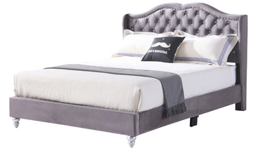 Joy G1931 Qb Up Queen Upholstered Bedgray Gray Foam Velvet
