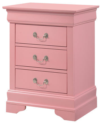 Louis Phillipe G3104 3N 3 Drawer Nightstandpink Pink Particle Board