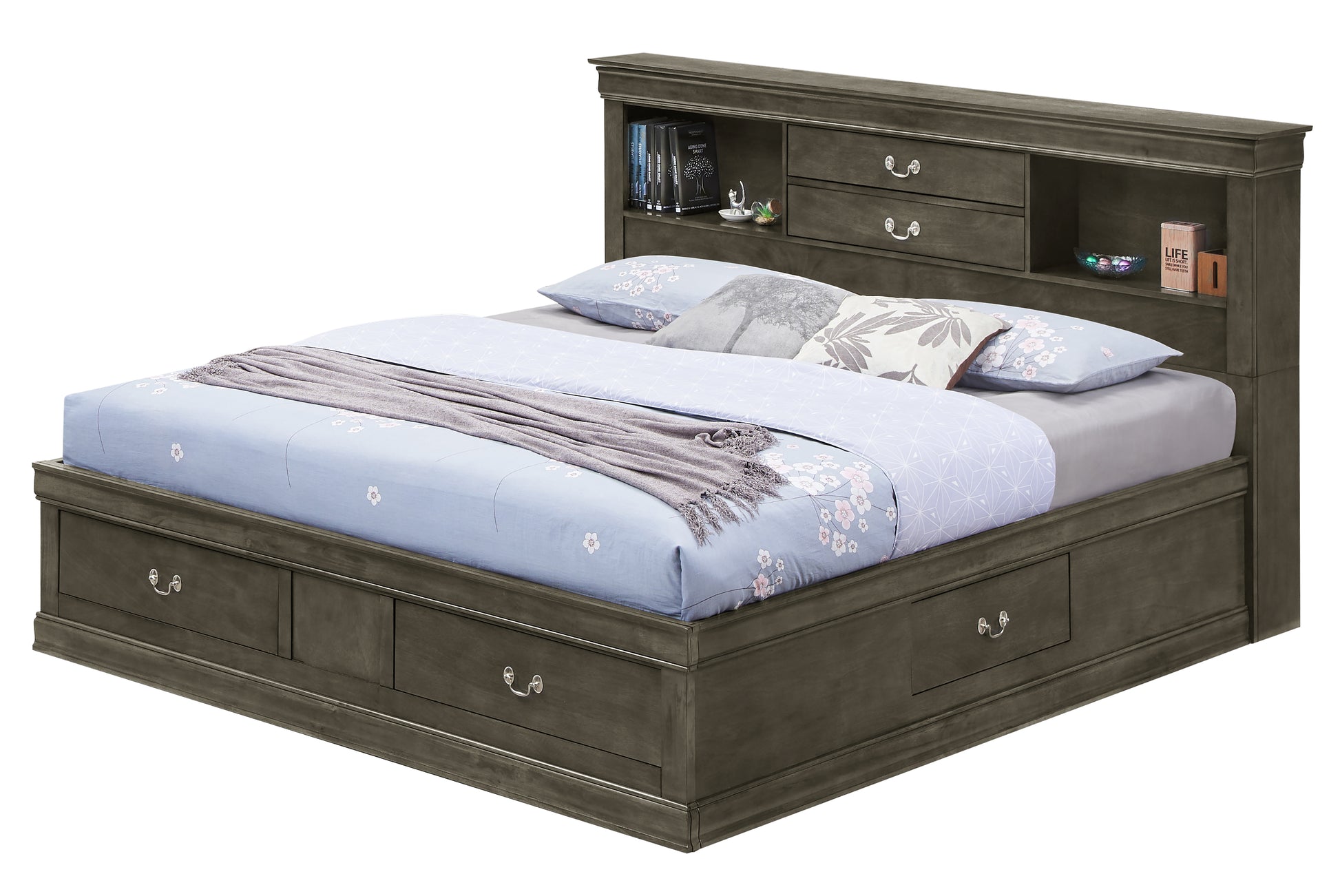 Louis Phillipe G3105B Ksb King Storage Bedgray Gray Particle Board