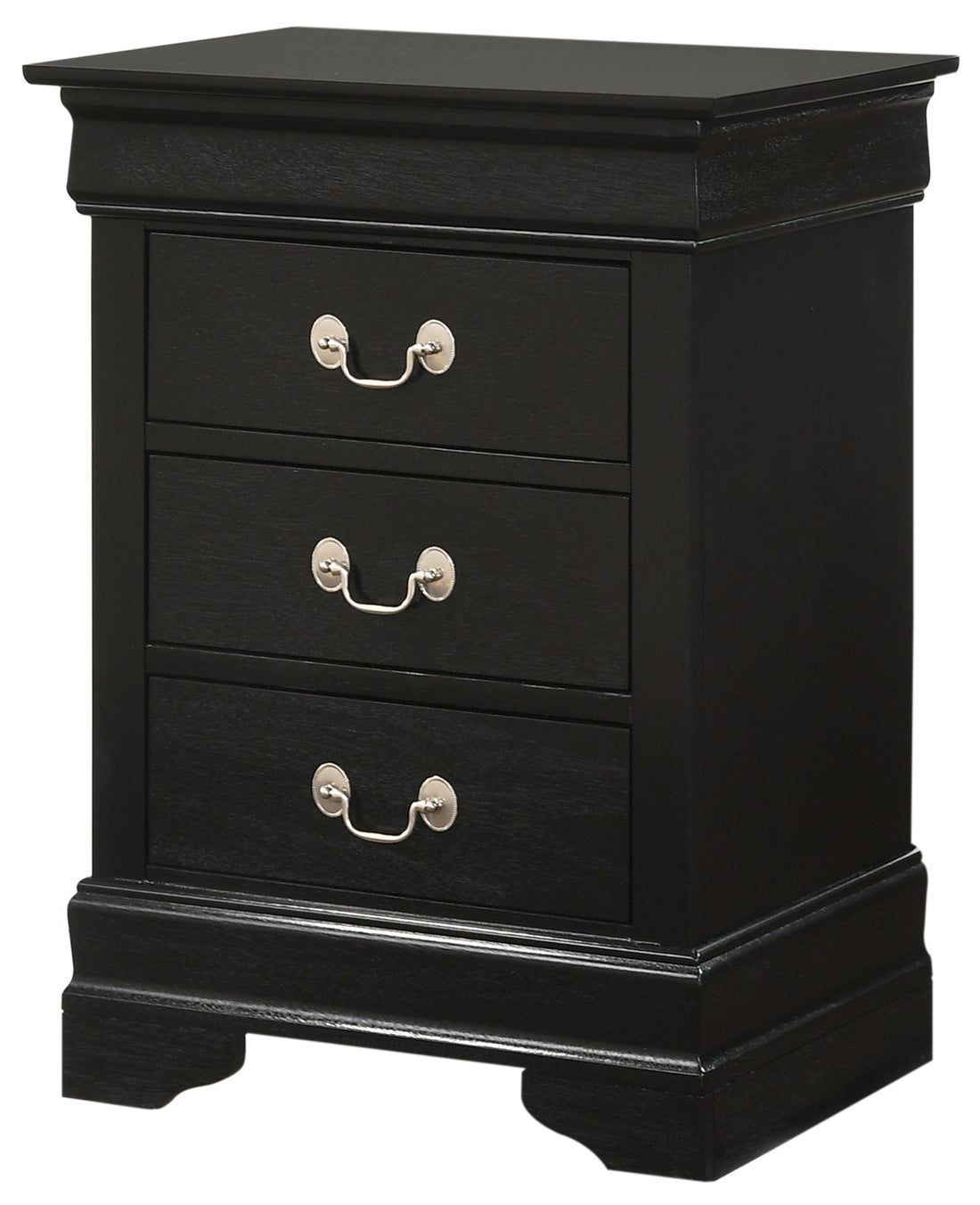 Louis Phillipe G3150 3N 3 Drawer Nightstandblack Black Particle Board