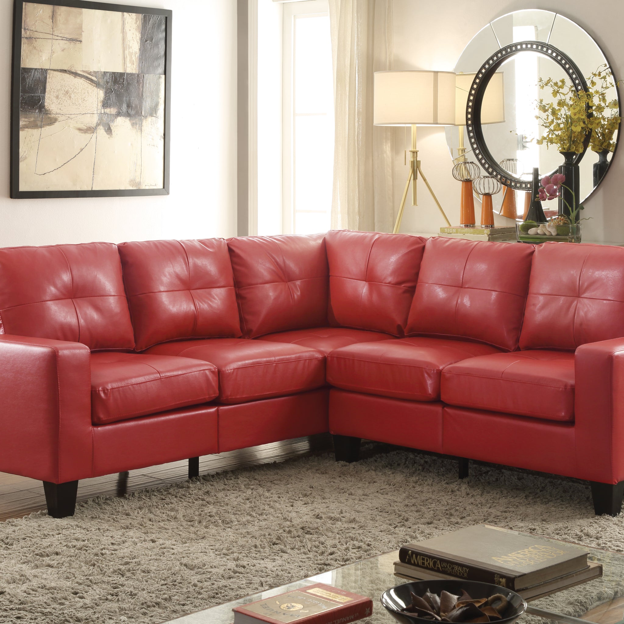 Newbury G465B Sc Sectional Red Red Foam Pu