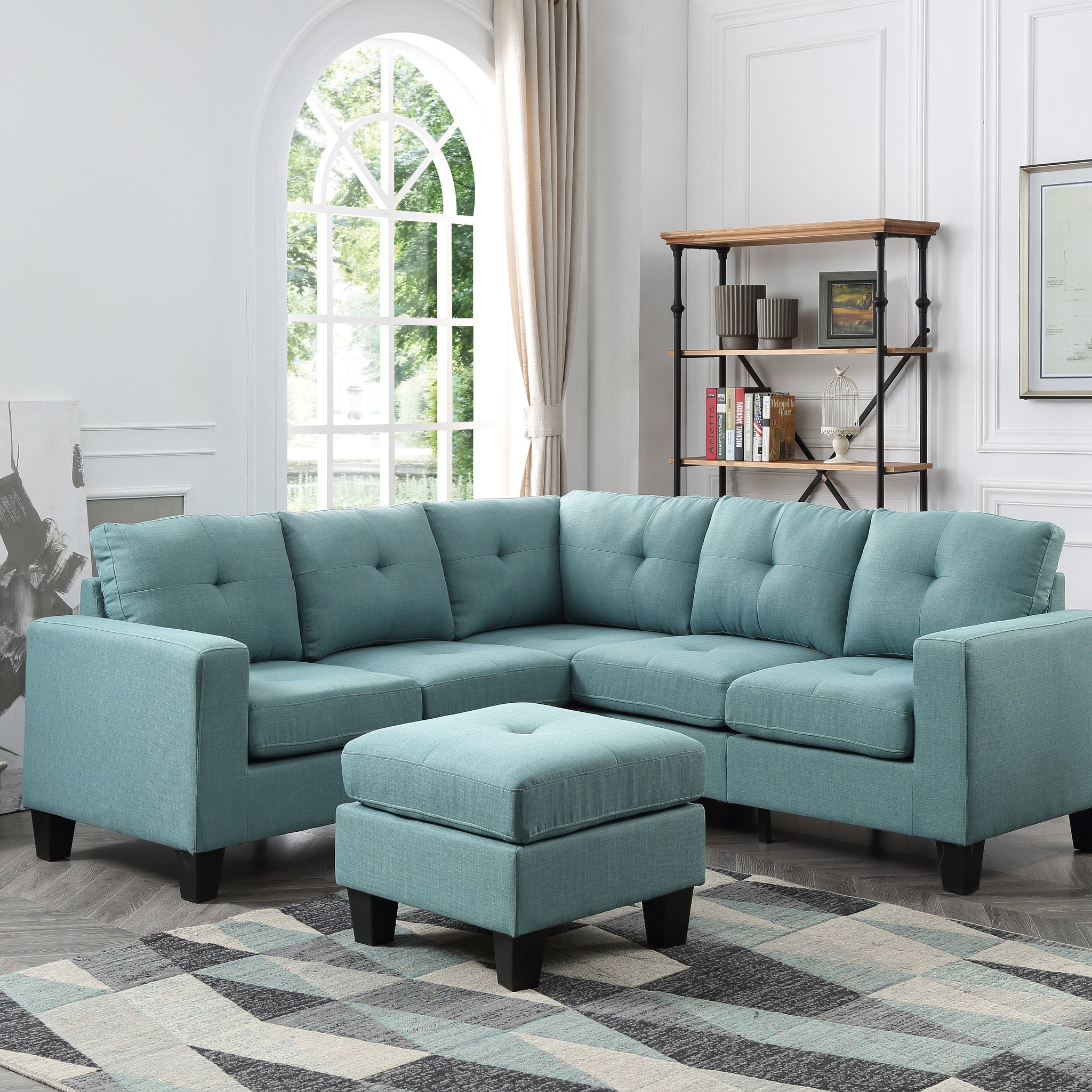 Newbury G500B Sc Sectional Teal Teal Foam Fabric