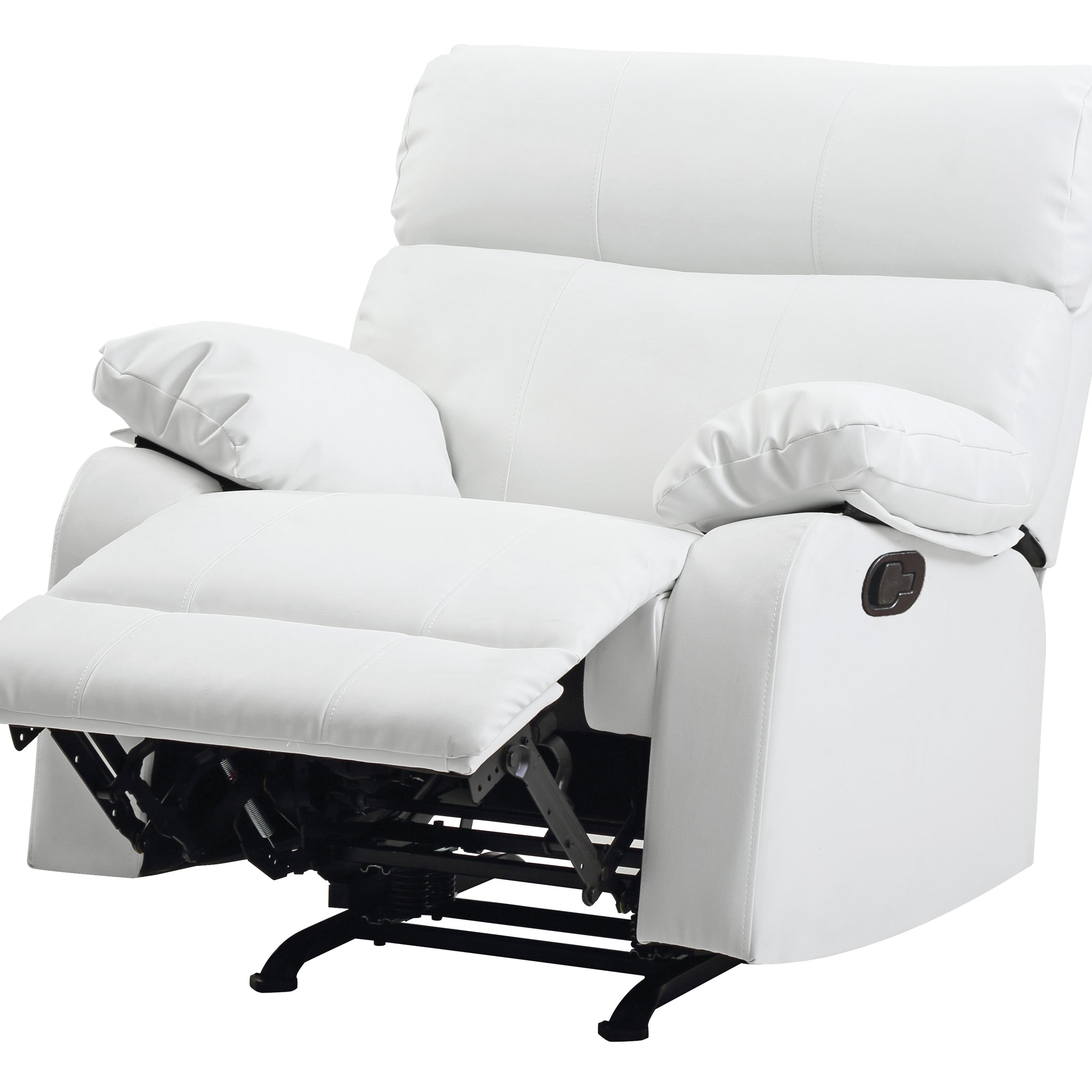 Contemporary White Rocker Recliner Chair White Foam Pu