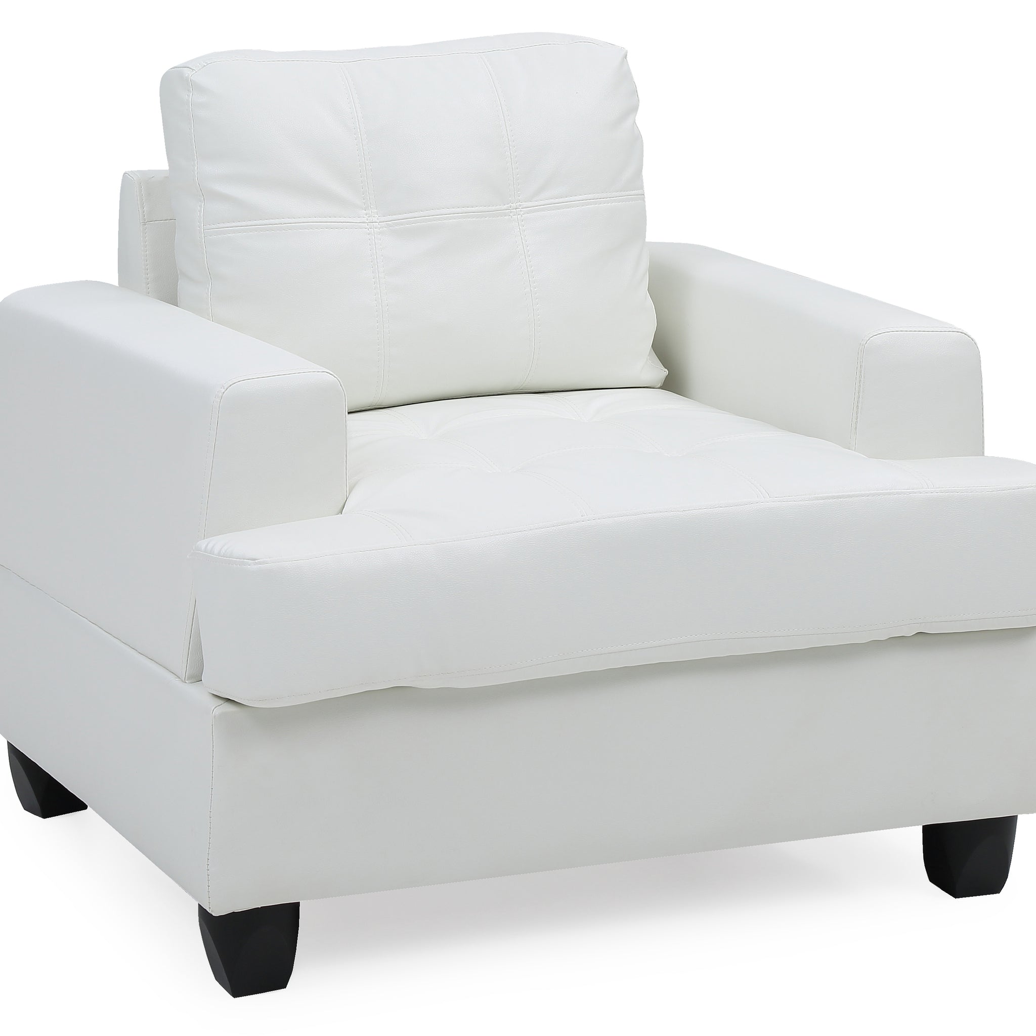 Elegant Transitional White Armchair White Foam Pu