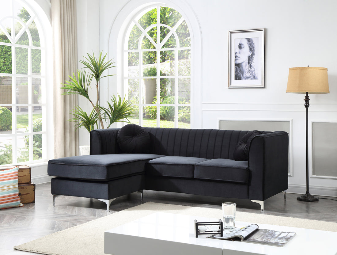 Delray G793B Sc Sofa Chaise 3 Boxes Black Black Foam Velvet