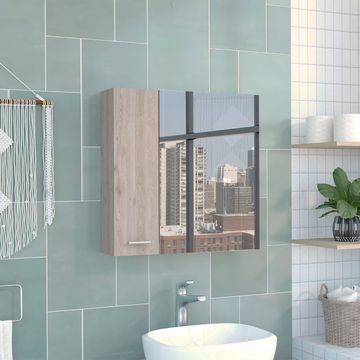 Medicine 23H" Double Door Cabinet,Four Interior Shelves, Light Gray Gray Particle Board Particle Board