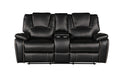 Hong Kong Power Reclining Loveseat Made With Faux Leather In Black Black Faux Leather Wood Primary Living Space Medium Soft Cushion Back Modern Solid Wood Mdf Wood