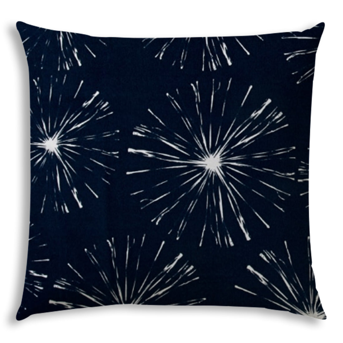 Fireworks Navy Indoor Outdoor Pillow Sewn Closure Multicolor Polyester