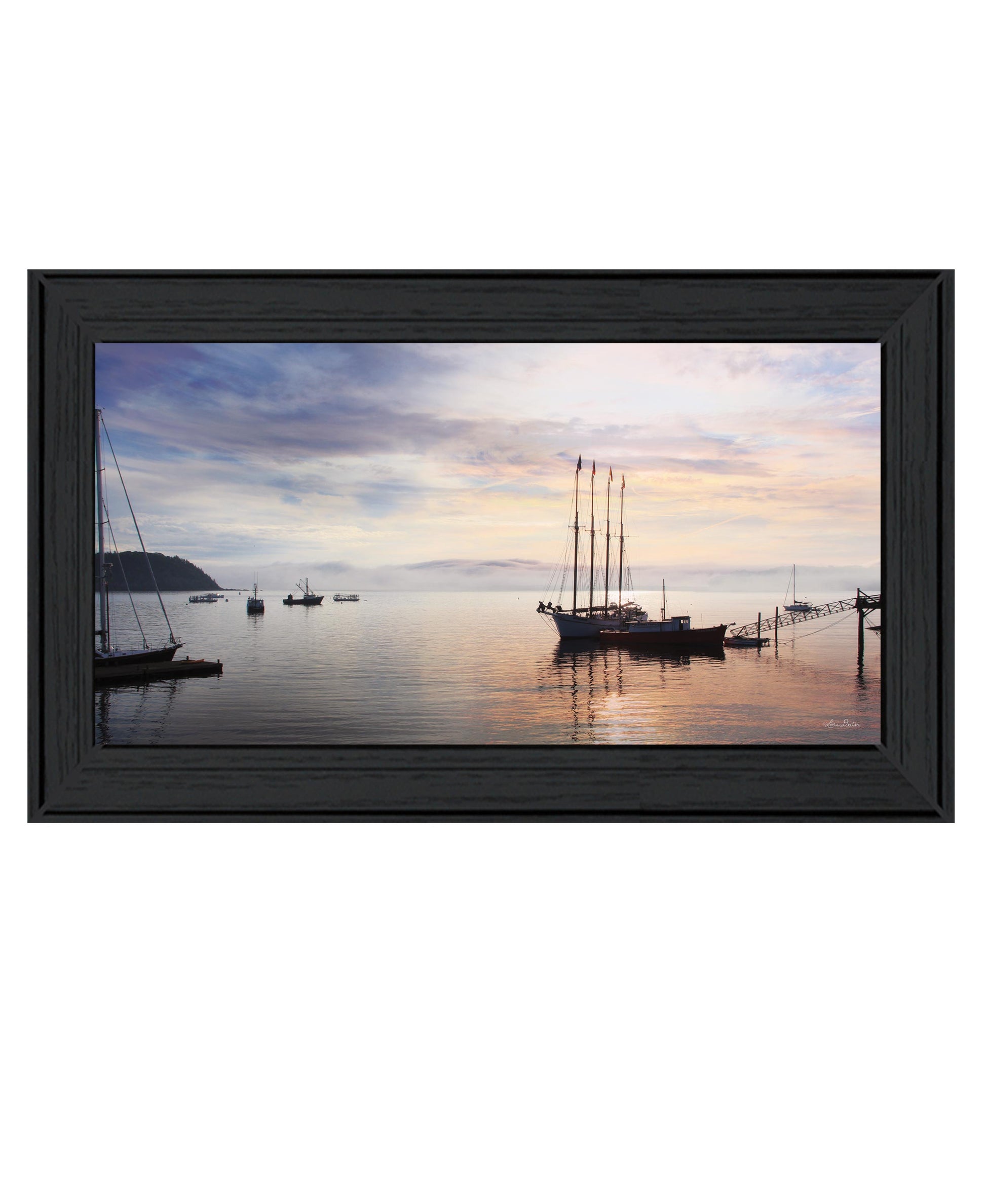 "Bar Harbor Silhouettes" By Lori Deiter, Ready To Hang Framed Print, Black Frame Multicolor Paper