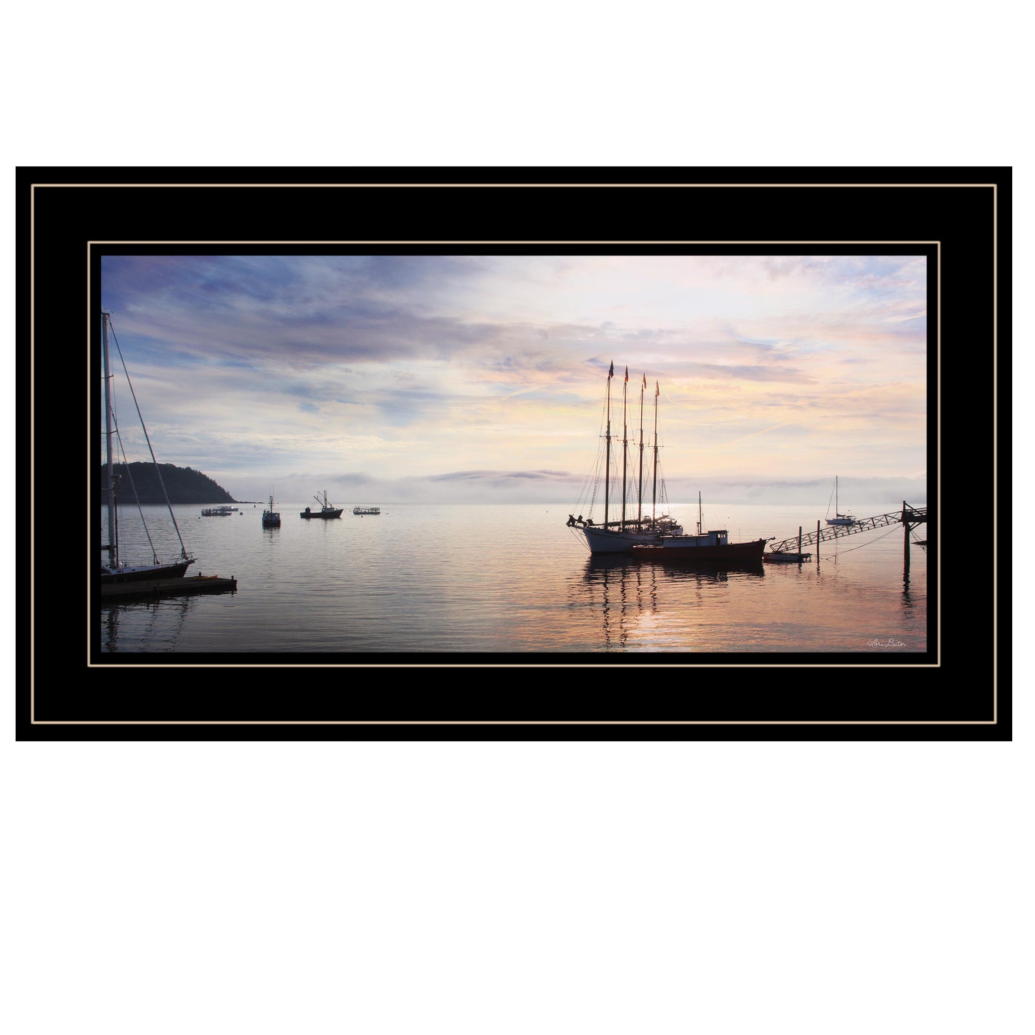 "Bar Harbor Silhouettes" By Lori Deiter, Ready To Hang Framed Print, Black Frame Multicolor Paper