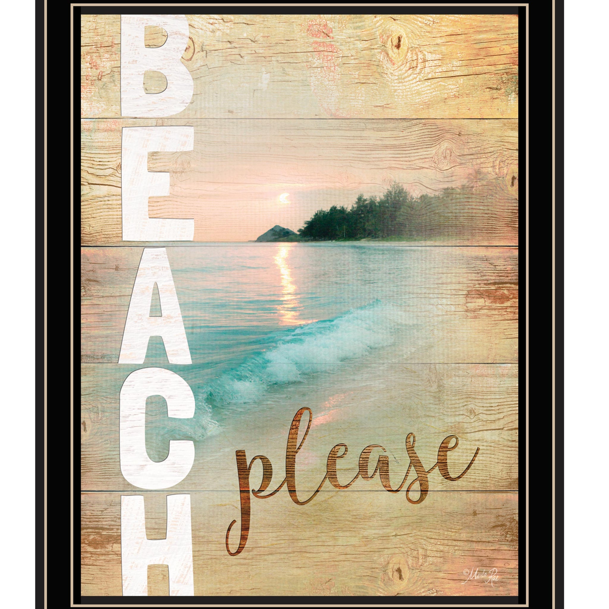 "Beach Please" By Marla Rae, Ready To Hang Framed Print, Black Frame Multicolor Paper