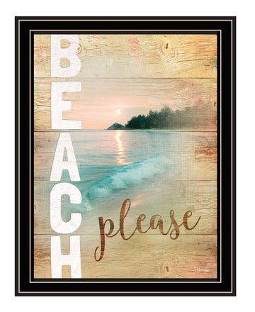 "Beach Please" By Marla Rae, Ready To Hang Framed Print, Black Frame Multicolor Paper