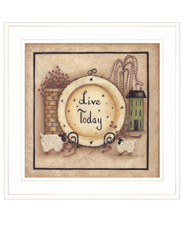 "Live Today" By Mary Ann June, Ready To Hang Framed Print, White Frame Multicolor Paper