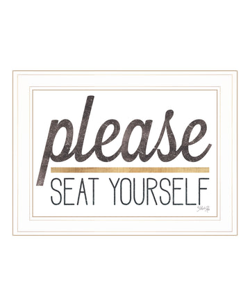 "Please Seat Yourself" By Marla Rae, Ready To Hang Framed Print, White Frame Multicolor Paper