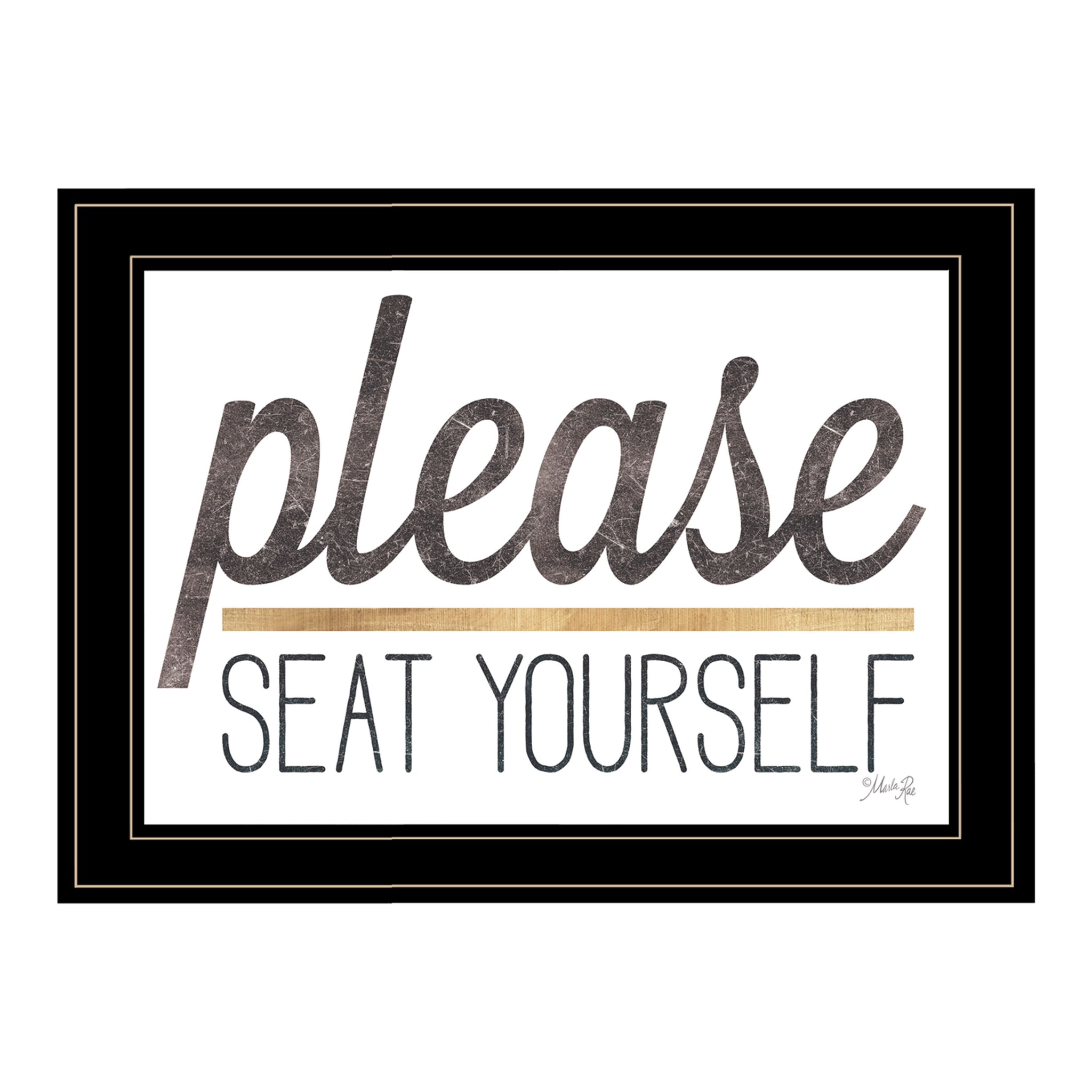 "Please Seat Yourself" By Marla Rae, Ready To Hang Framed Print, Black Frame Multicolor Paper