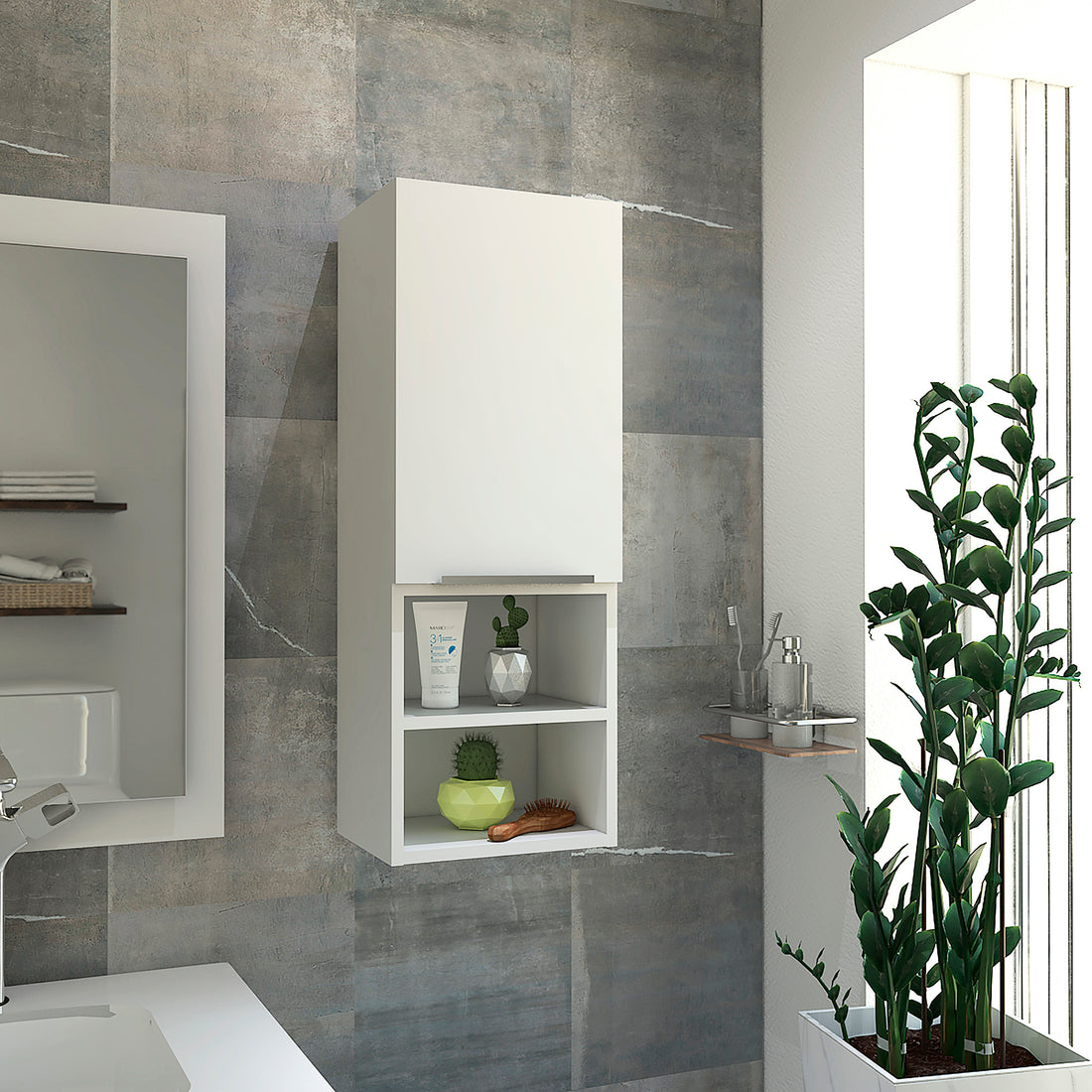 Mila Bathroom Cabinet, Two Internal Shelves, Two