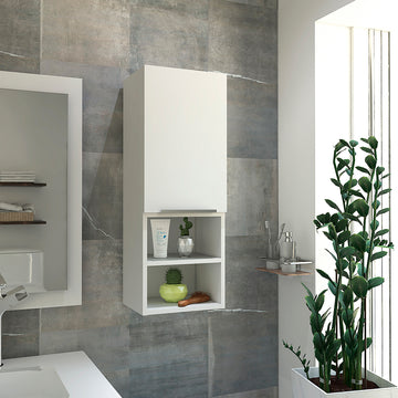 Mila Bathroom Cabinet, Two Internal Shelves, Two External Shelves, Single Door White White Particle Board Particle Board