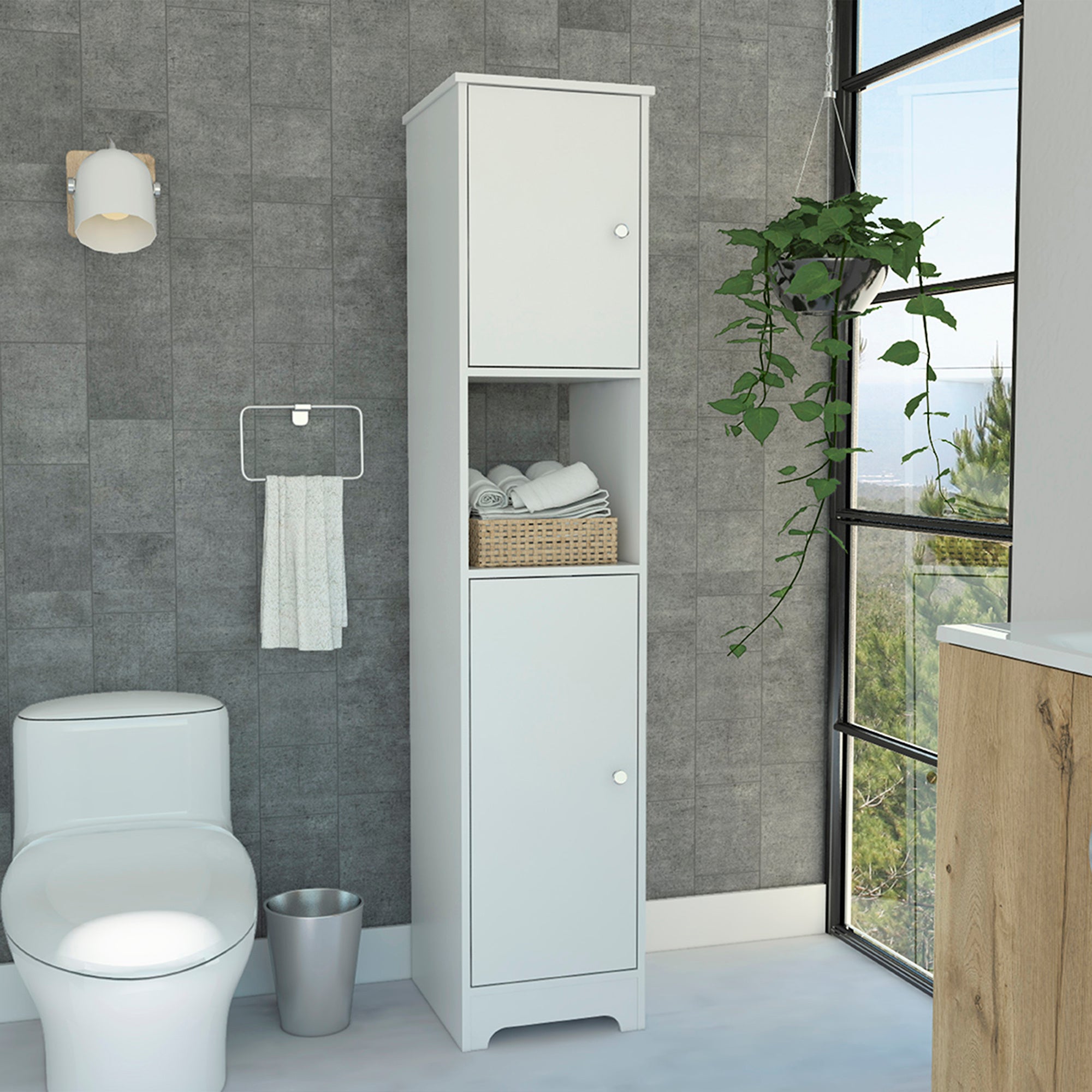 Ibis Linen Cabinet, Double Doors, Four Interior Shelves, Two Cabinets White White Particle Board Particle Board