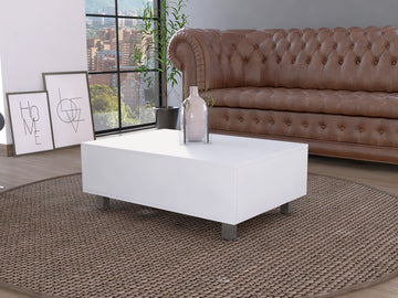 Aran Lift Top Coffee Table, Storage Compartment, White White Particle Board Particle Board