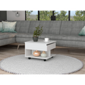 Lift Top Coffee Table, Casters, One Shelf, White White Particle Board Particle Board