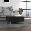 Athens Coffee Table, One Drawer, Four Legs, Black Black Particle Board Particle Board