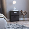 Trivor 2 Drawers Nightstandend Table, Side Table Metal Handles Black Black 2 Drawers Bedroom Rectangle Modern Easy Assembly Black Particle Board Particle Board