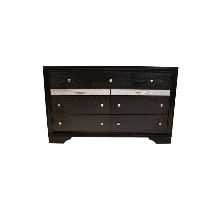 Matrix Traditional Style 7 Drawer Dresser Made With Wood In Black Black Gray Bedroom Traditional Solid Wood Mdf Wood