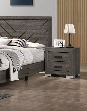 Bedroom Furniture Traditional Look Unique Wooden Nightstand Drawers Bed Side Table Grey Gray 2 Drawers Bedroom Bedside Cabinet Modern,Transitional Rubberwood Drawers Rubber Wood