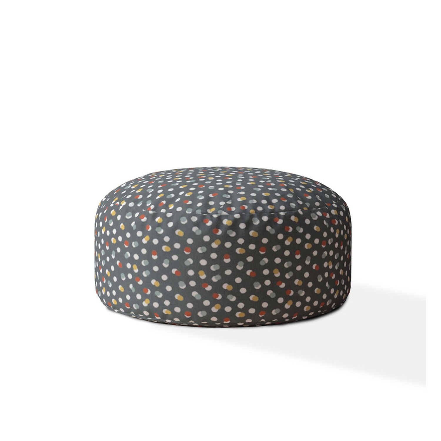 Indoor Dancing Dots Greyish Blue Round Zipper Pouf Cover Only 24In Dia X 20In Tall Multicolor Cotton