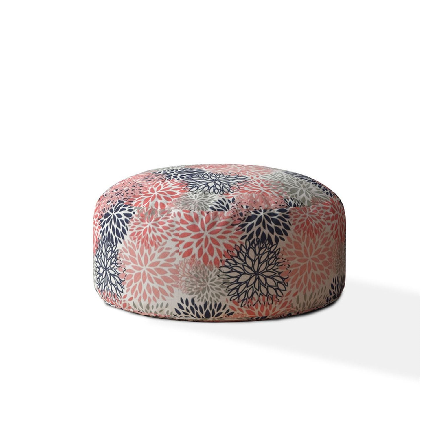 Indoor Bursting Blooms Minky Plush Coral Round Zipper Pouf Cover Only 24In Dia X 20In Tall Multicolor Polyester