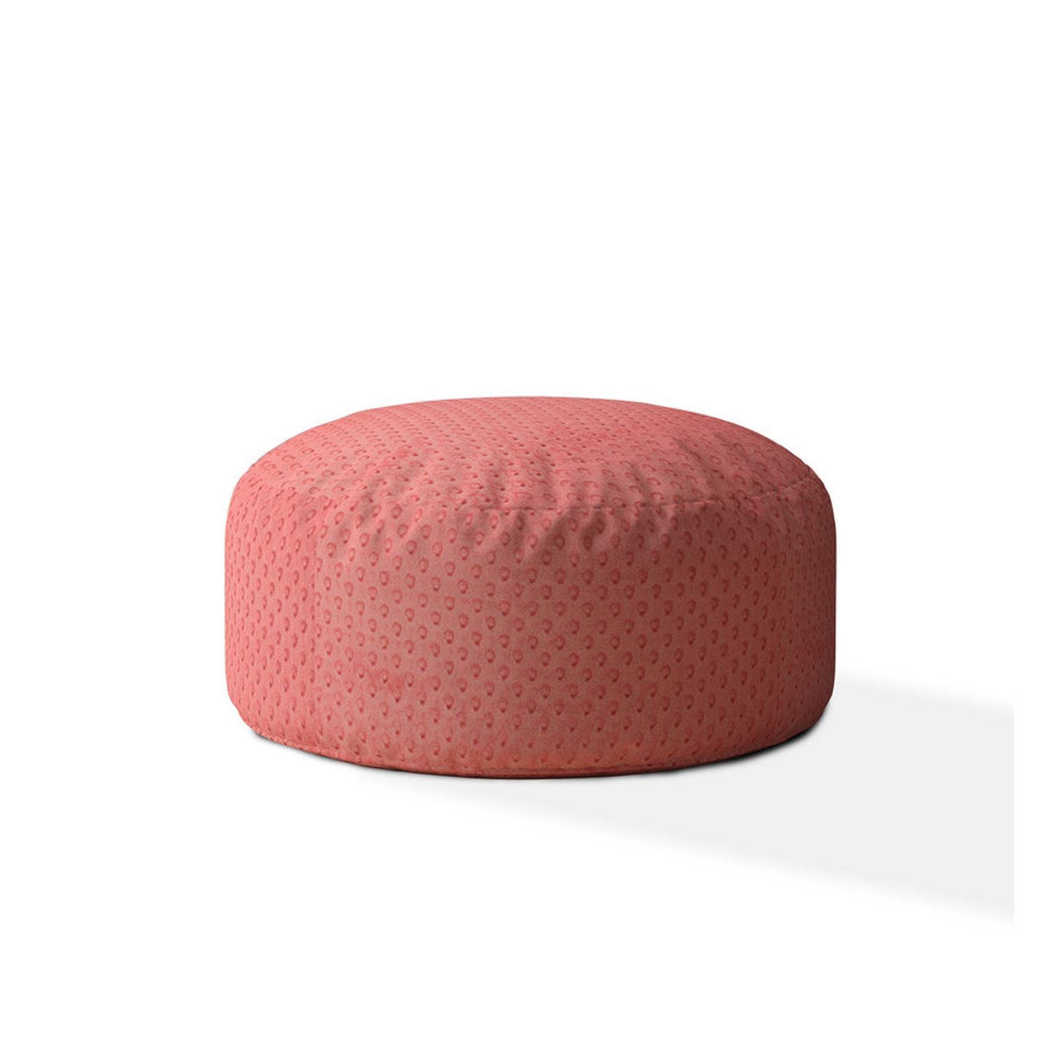 Indoor Minky Dimple Dot Plush Coral Round Zipper Pouf Cover Only 24In Dia X 20In Tall Coral Polyester