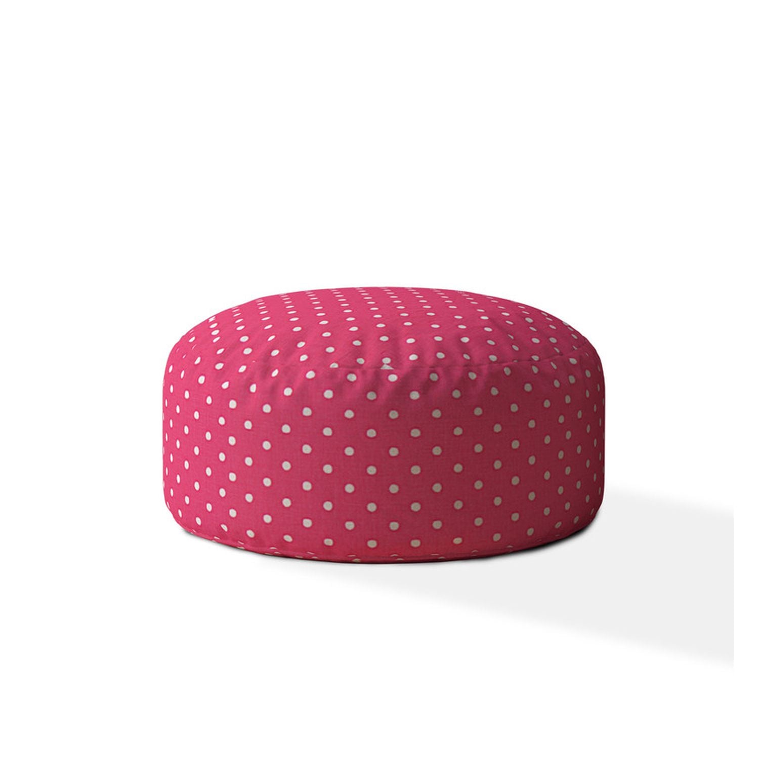 Indoor Diner Dot Hot Pink White Round Zipper Pouf Stuffed Extra Beads Included 24In Dia X 20In Tall Multicolor Cotton