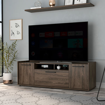 Lyon Tv Stand For Tv S Up 55", One Cabinet, Double Door Dark Walnut Brown Particle Board Particle Board