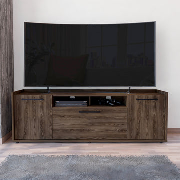 Tv Stand For Tv S Up 60", Double Door Cabinets, One Flexible Cabinet, Dark Walnut Brown 60 69 Inches Particle Board Particle Board