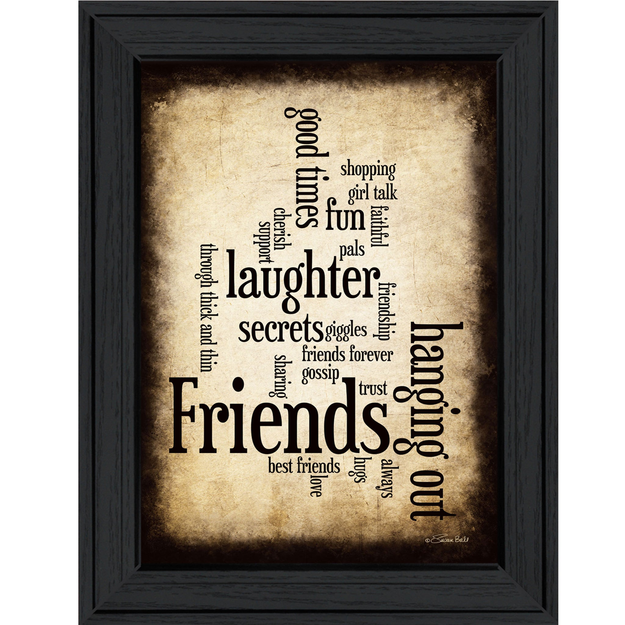 "Friends" By Susan Ball, Ready To Hang Framed Print, Black Frame Multicolor Paper