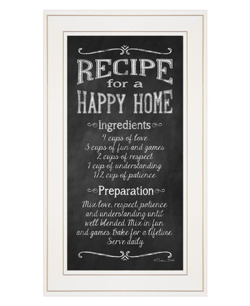 "Recipe For A Happy Home" By Susan Ball, Ready To Hang Framed Print, White Frame Multicolor Paper