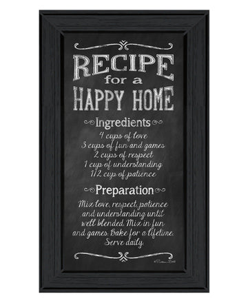 "Recipe For A Happy Home" By Susan Ball, Ready To Hang Framed Print, Black Frame Multicolor Paper