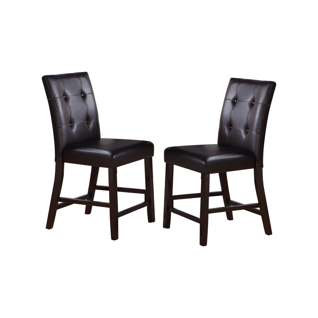 Leroux Upholstered Counter Height Chairs In Espresso Finish, Set Of 2 Solid Espresso Dining Room Mdf