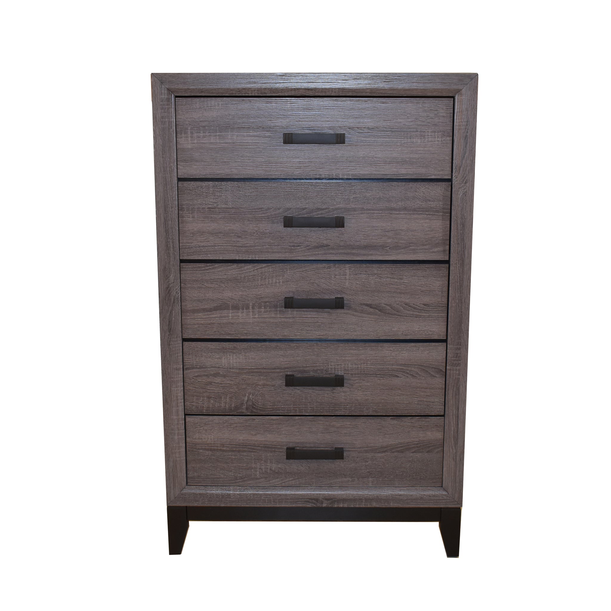 Contemporary Style 5 Drawer Chest Made With Wood In Gray Gray Bedroom Contemporary,Modern Wood