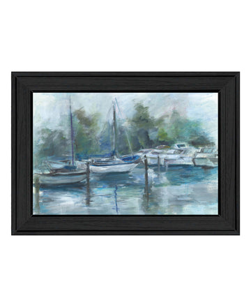 "Lagoon" By Tracy Owen Cullimore, Ready To Hang Framed Print, Black Frame Multicolor Paper