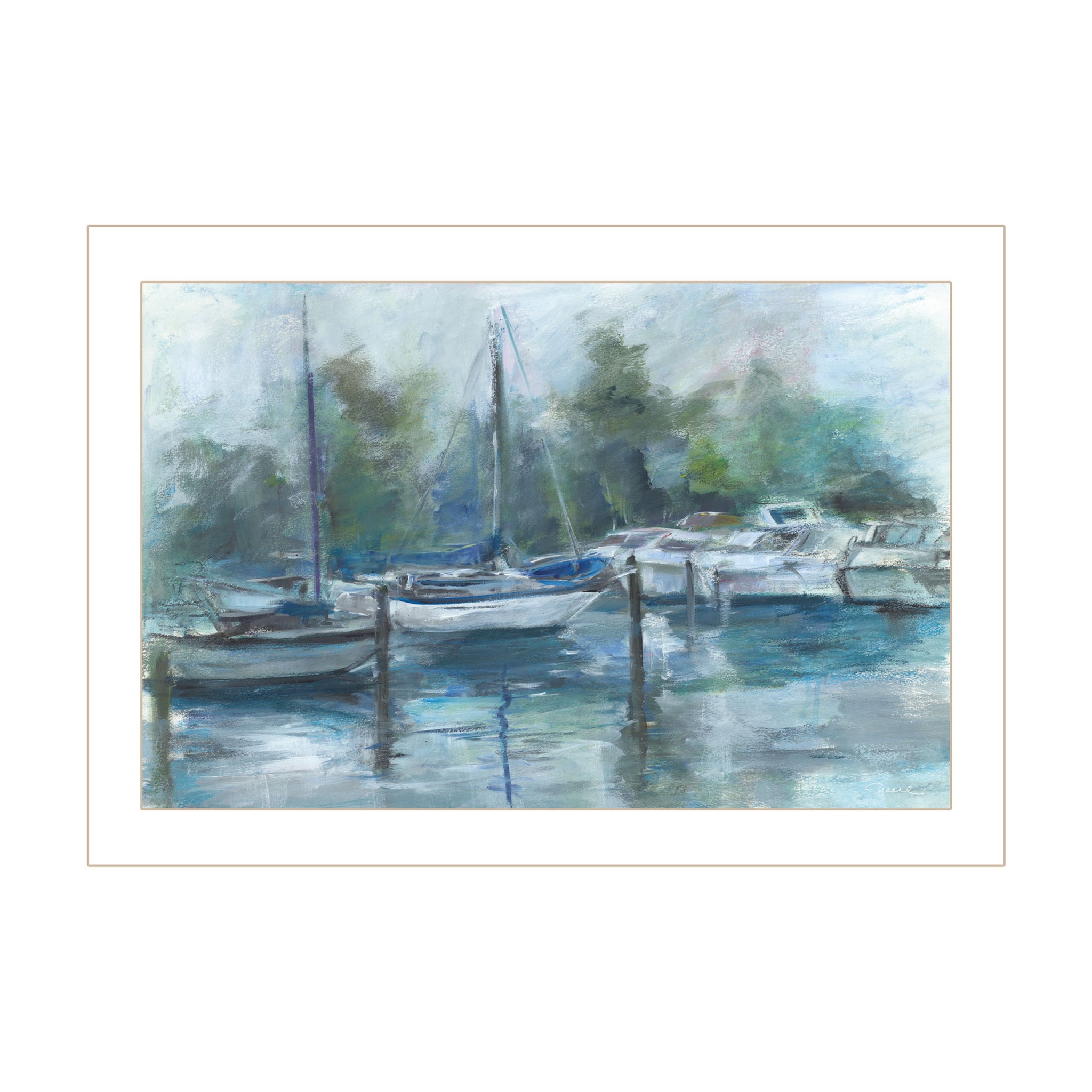 "Lagoon" By Tracy Owen Cullimore, Ready To Hang Framed Print, White Frame Multicolor Paper