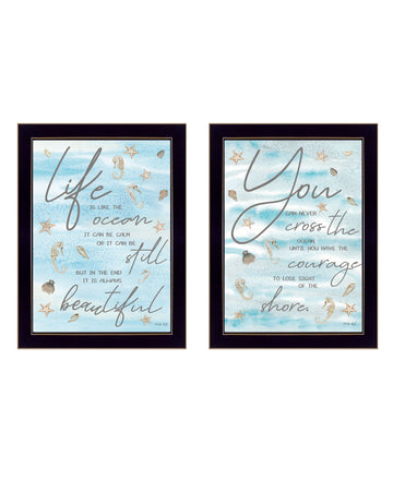 "Life Is" 2 Piece Vignette By Cindy Jacobs, Ready To Hang Framed Print, Black Frame Multicolor Paper