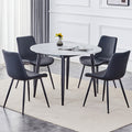 Table And Chair Set.Modern Extendable Mdf Dining Table.The Table Has A Telescopic Design, Suitable For Gatherings Of Different Size.Paired With 4 Chairs With Pu Cushions And Black Metal Legs. Black,White Seats 4 Mdf Metal