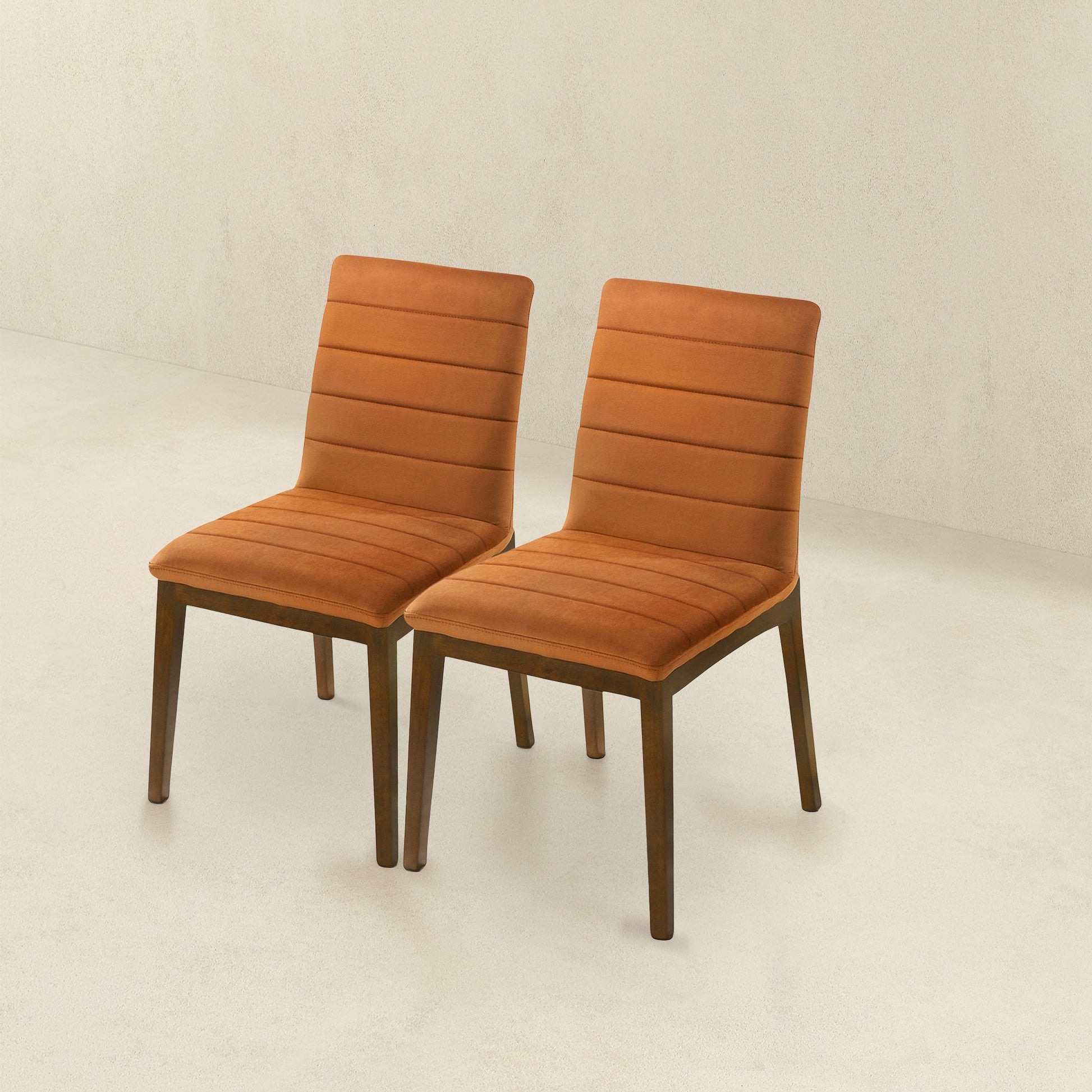 Ines Burnt Orange Velvet Dining Chair Set Of 2 Solid Brown,Burnt Orange Brown Dining Room Foam Wipe Clean Mid Century Modern Dining Chairs Foam Boucle,Solid Wood