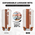 Luggage Sets 3 Piece,Carry On Luggage With Wheels,Check In Luggage,28 24 20 Inch Luggage,Tsa Approved Lock,Hardshell Suitcase,Blue ,Beige Beige Abs