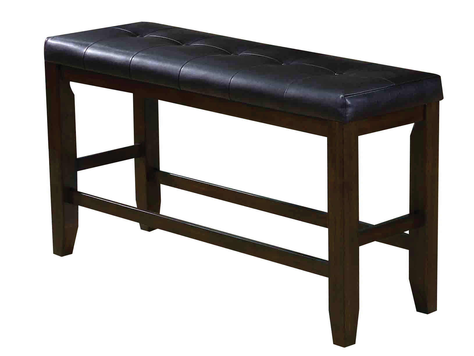 Black And Espresso Counter Height Bench Espresso Faux Leather Bedroom Rubberwood Wood Fabric