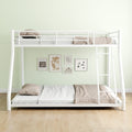 Metal Bunk Bed Twin Over Full Size With Removable Stairs, Heavy Duty Sturdy Frame With 12